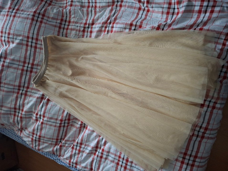 Bej Midi Drapeli Bohem Uzun Etek - Görsel 2