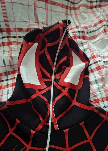 Kırmızı Baskılı Kapüşonlu Fermuarlı Sweatshirt - Görsel 2