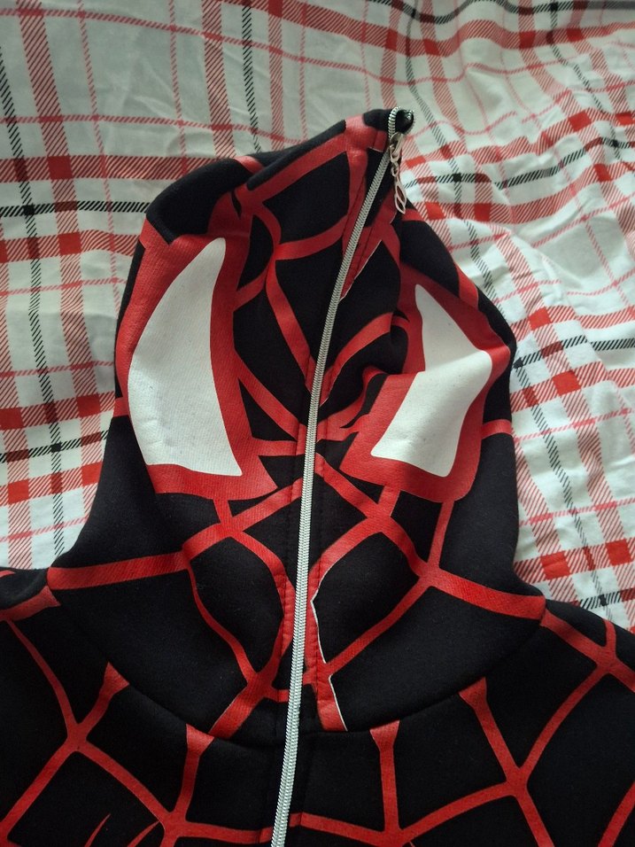 Kırmızı Baskılı Kapüşonlu Fermuarlı Sweatshirt - Görsel 2