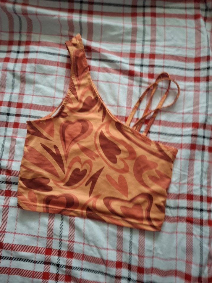 turuncu desenli crop - Görsel 2