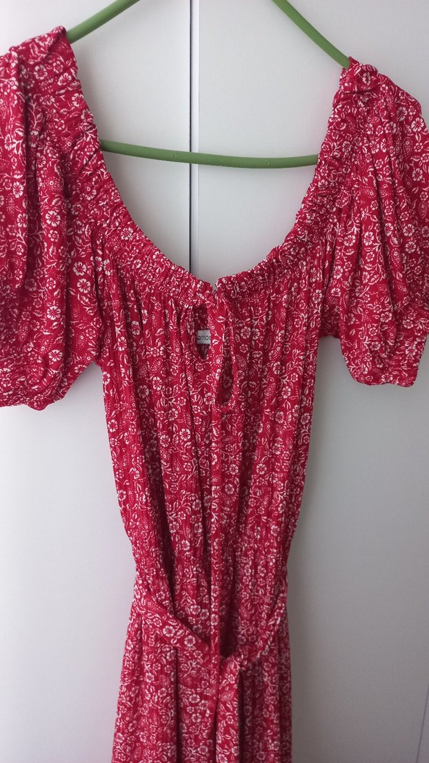 Kırmızı yazlık kemerli elbise  s beden - Görsel 3