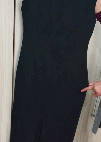 Abiye düz siyah elbise ceket takım 42 beden - Görsel 2