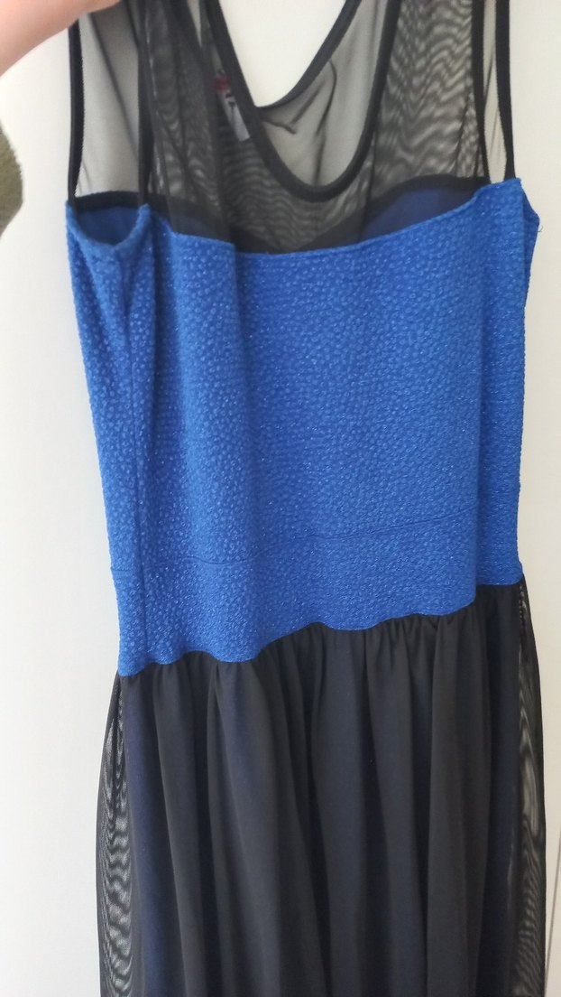 Uzun Lacivert Straplez Drapeli Abiye Elbise S beden - Görsel 2