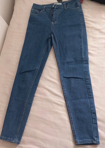Mavi kot pantolon yüksek bel 32 beden - Görsel 2