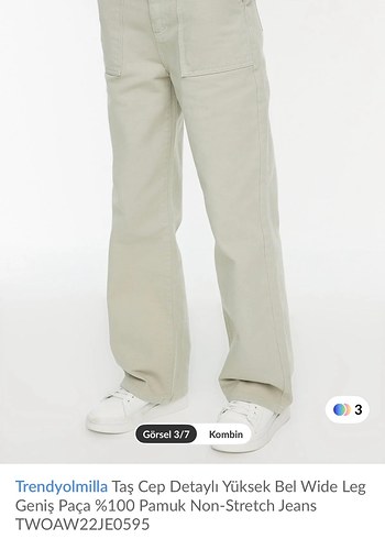 Beyaz Pamuklu Rahat Kesim Kadın Kot Pantolon - Görsel 4