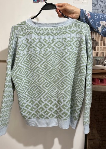 Bohem Desenli Gri Triko Hırka - Görsel 2