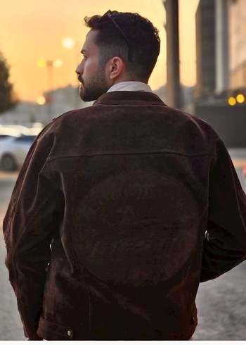 Kahverengi motorcu vintage Biker Ceket - Görsel 5