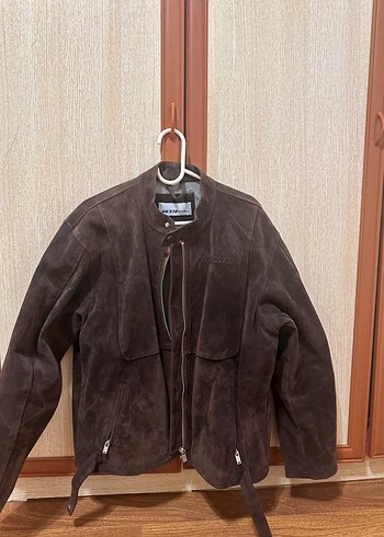 Kahverengi motorcu vintage Biker Ceket - Görsel 6