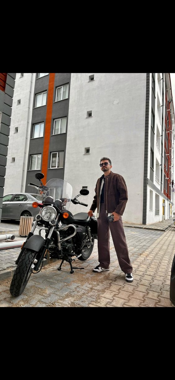 Kahverengi motorcu vintage Biker Ceket - Görsel 3