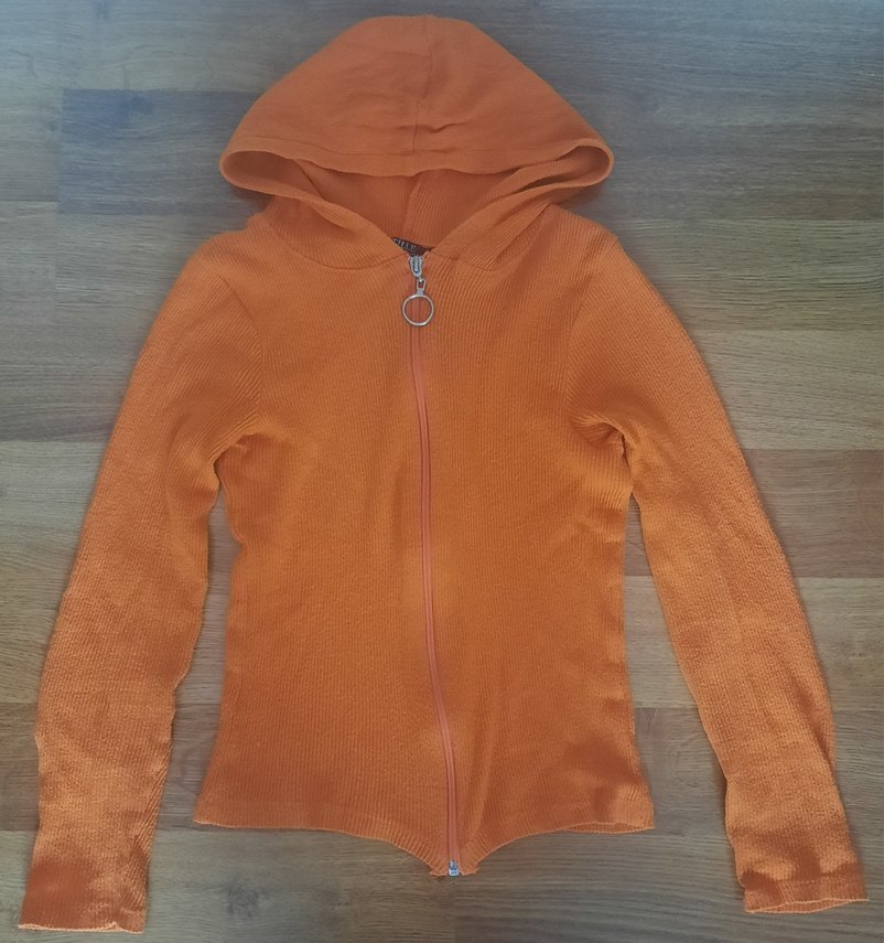 turuncu M beden fermuarlı Kadın Uzun Kollu hırka - Görsel 3