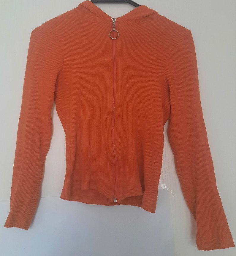 turuncu M beden fermuarlı Kadın Uzun Kollu hırka - Görsel 2