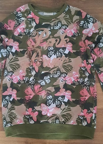 lc waikiki 9-10 yaş Kız Çocuk Kelebek Desenli Sweatshirt - Görsel 2