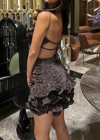 Siyah Straplez Mini Elbise - Görsel 2