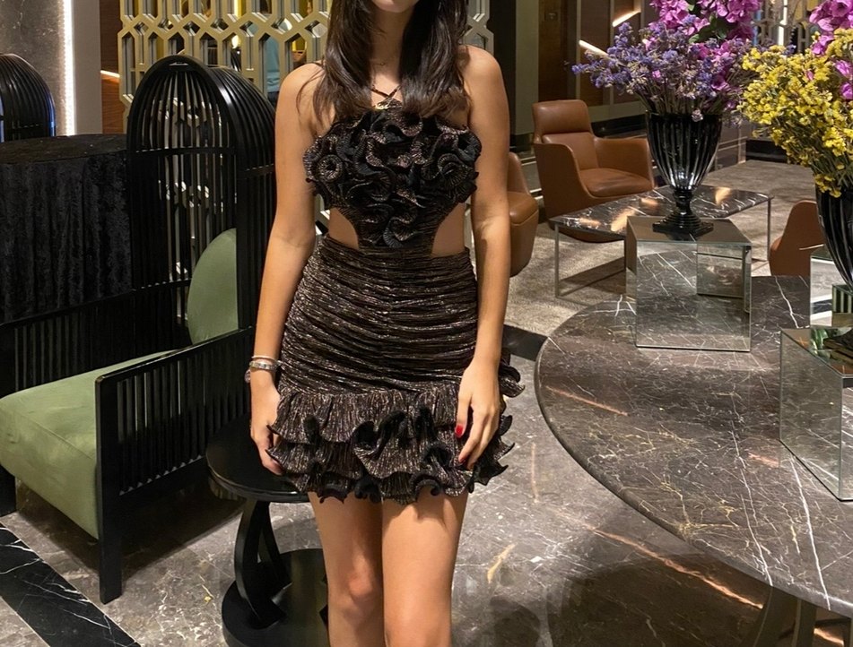 Siyah Straplez Mini Elbise - Görsel 4