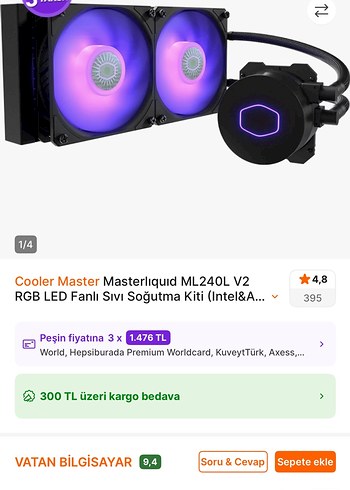 MasterLiquid ML240L V2 RGB Sıvı Soğutucu Mor - Görsel 3