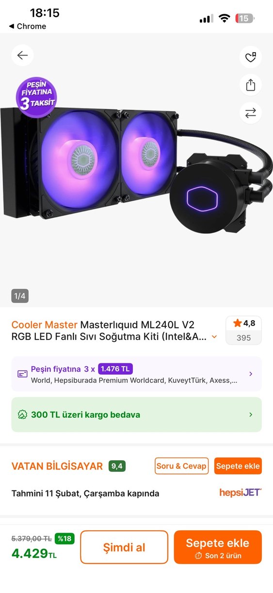 MasterLiquid ML240L V2 RGB Sıvı Soğutucu Mor - Görsel 3