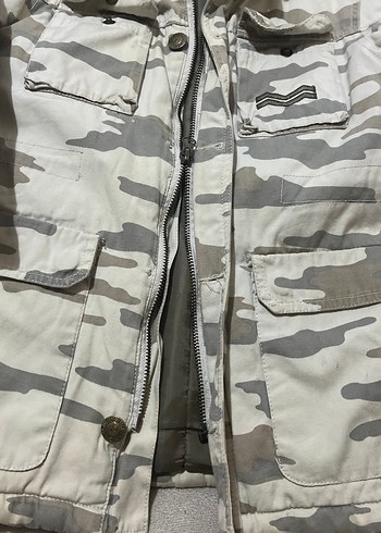 Gri Kamuflaj Düğmeli Erkek Mont - Görsel 2