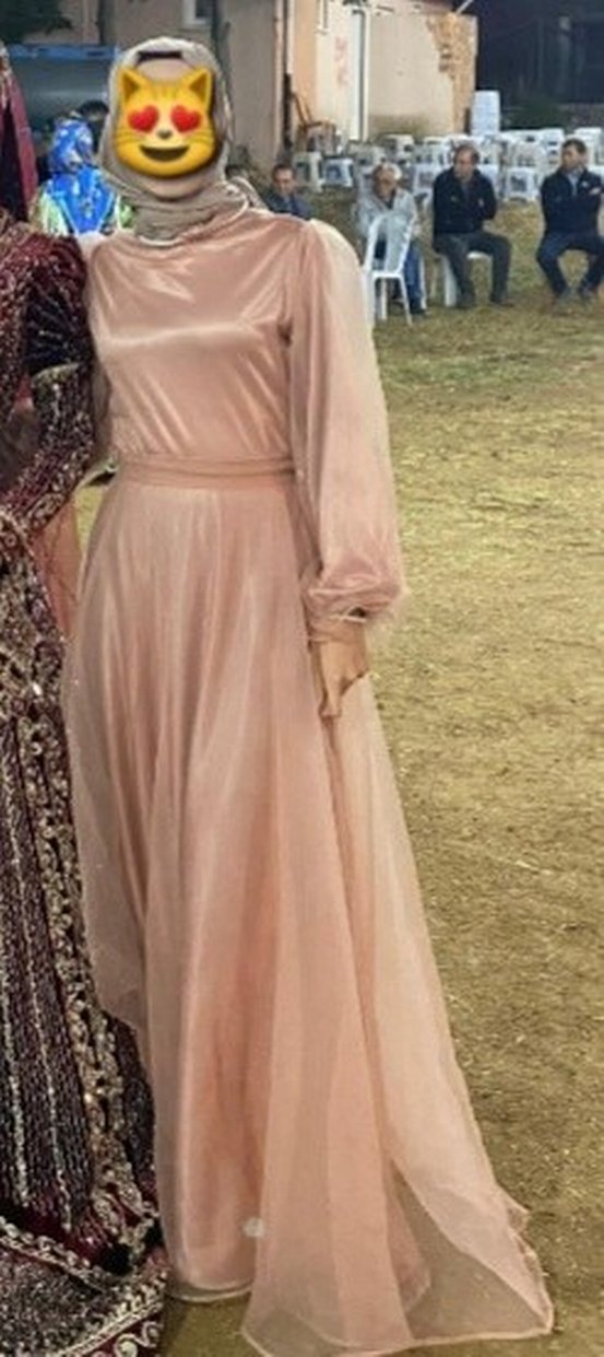 Gül kurusu renkli tül abiye - Görsel 2