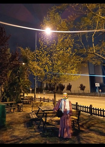 Kırmızı beyaz kare çizgili günlük belden lastikli elbise - Görsel 2