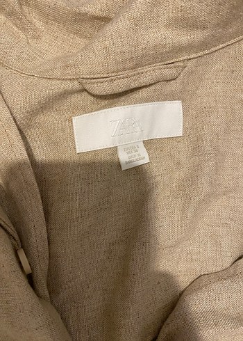 Zara Bej Düğmeli Kısa Kollu Gömlek - Görsel 2