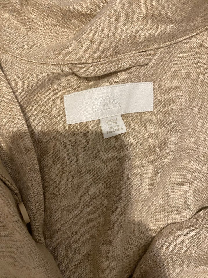Zara Bej Düğmeli Kısa Kollu Gömlek - Görsel 2