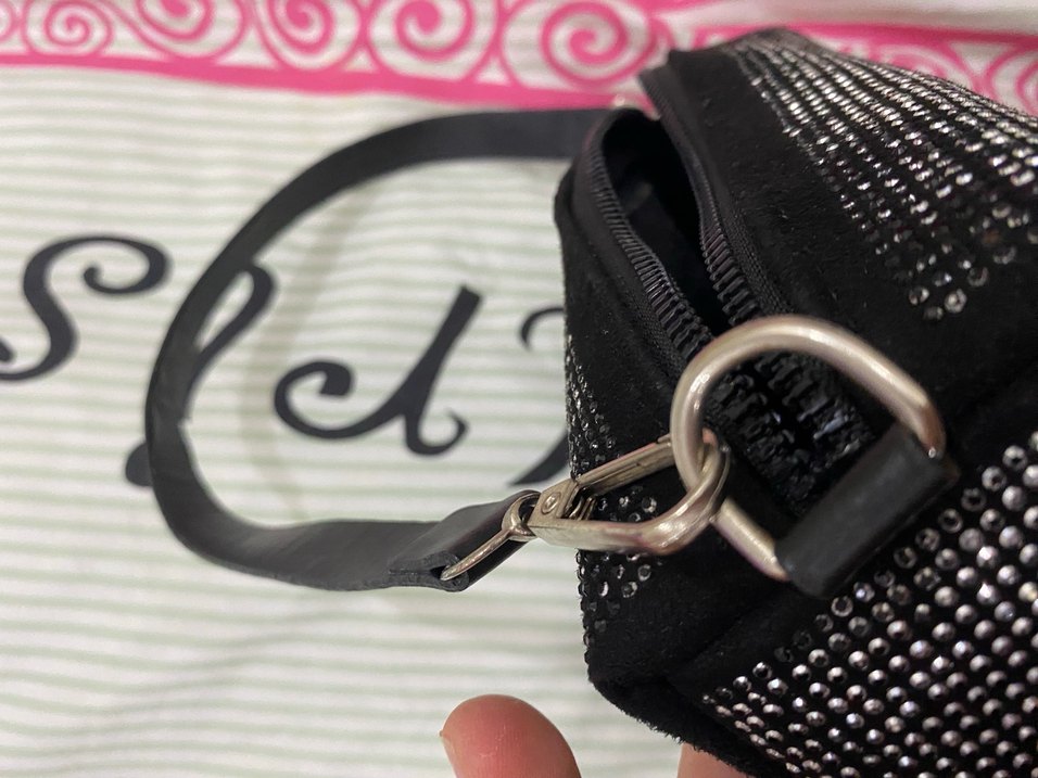 Parlak Siyah Yılan Desenli Kadın Çanta - Görsel 3