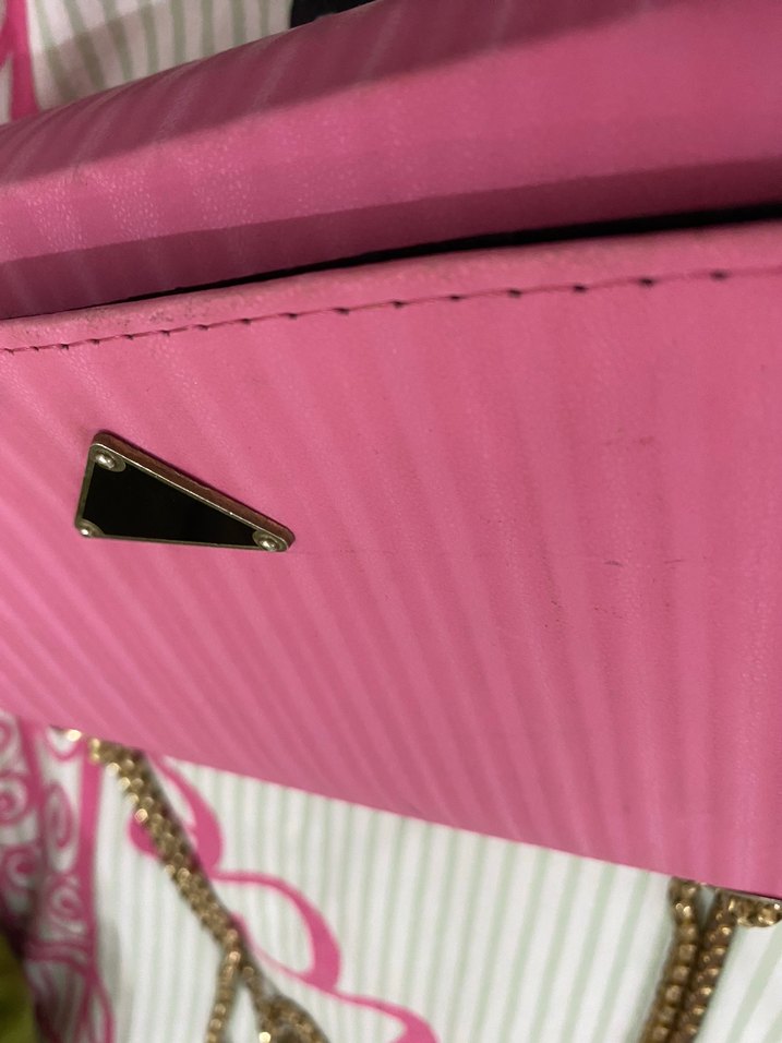 Pembe Yılan Desenli Zincir Detaylı Kadın Çanta - Görsel 2