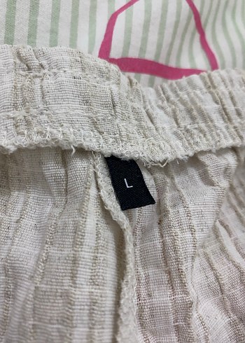 Kadın Bej Keten Pilili Rahat Kesim Pantolon - Görsel 3