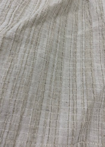 Kadın Bej Keten Pilili Rahat Kesim Pantolon - Görsel 2