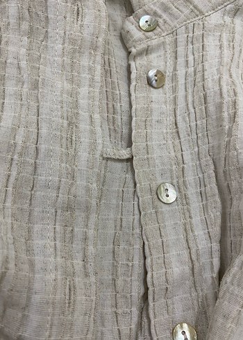 Kadın Bej Keten Pilili Rahat Kesim Pantolon - Görsel 5