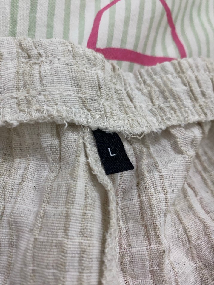 Kadın Bej Keten Pilili Rahat Kesim Pantolon - Görsel 3