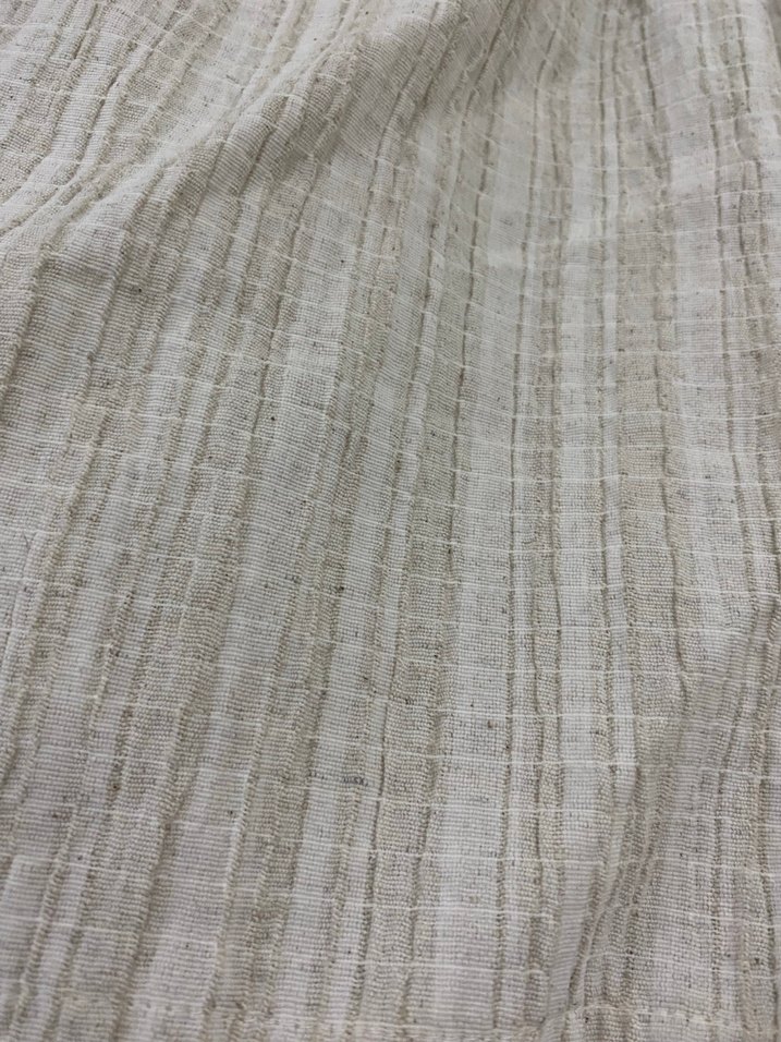 Kadın Bej Keten Pilili Rahat Kesim Pantolon - Görsel 2