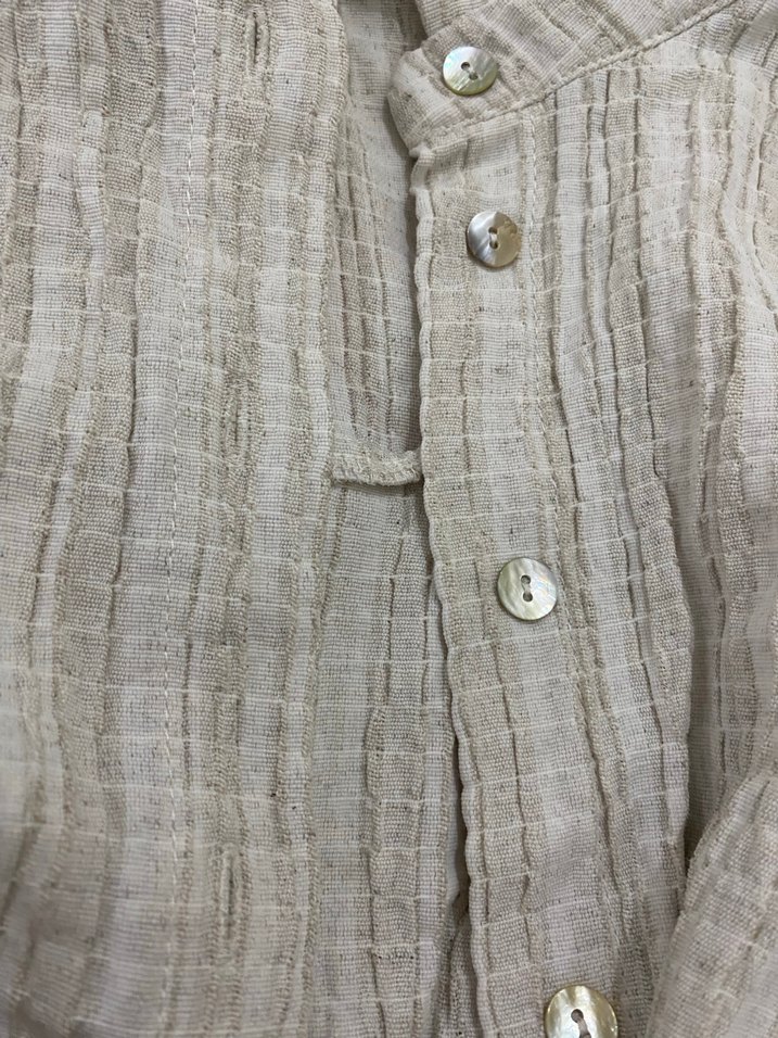 Kadın Bej Keten Pilili Rahat Kesim Pantolon - Görsel 5