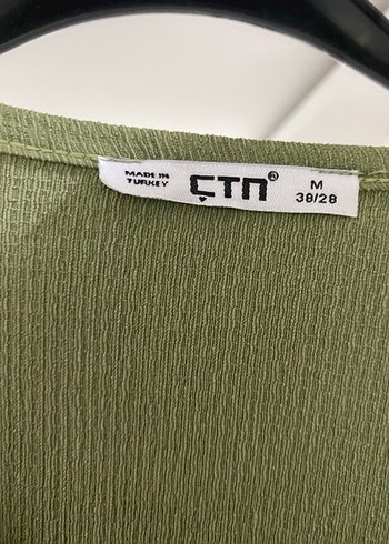 Kadın Haki Keten V Yaka Bol Kesim Tulum - Görsel 2