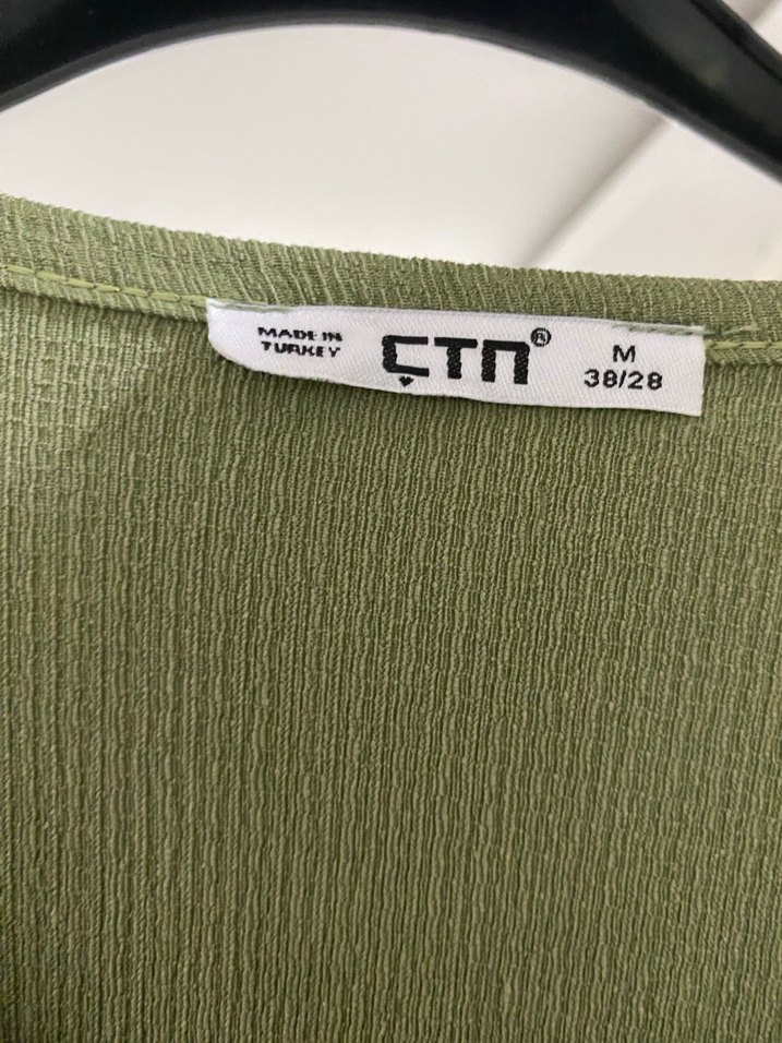 Kadın Haki Keten V Yaka Bol Kesim Tulum - Görsel 2