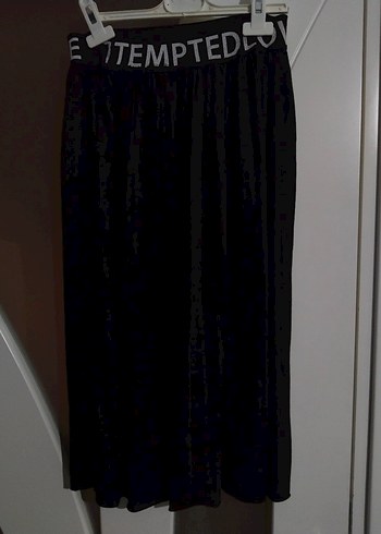 Siyah Pilili Uzun Pamuklu Salaş Etek - Görsel 2