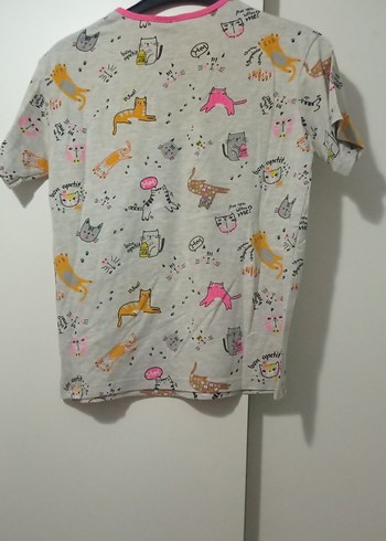 Kız Çocuk Gri Payetli Baskılı Tişört - Görsel 2