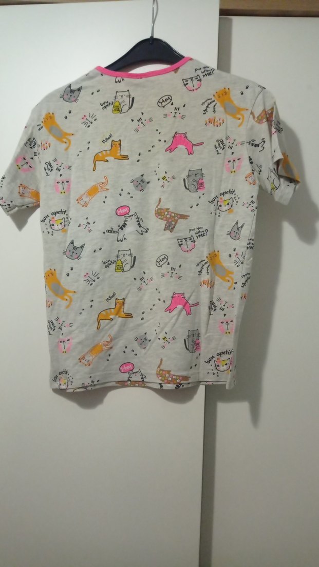 Kız Çocuk Gri Payetli Baskılı Tişört - Görsel 2