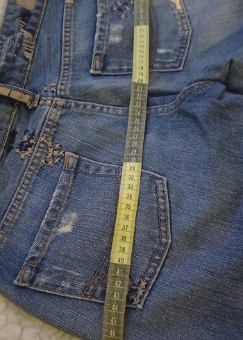 Nakışlı Kadın Mavi Dar Kesim Kot Pantolon - Görsel 2