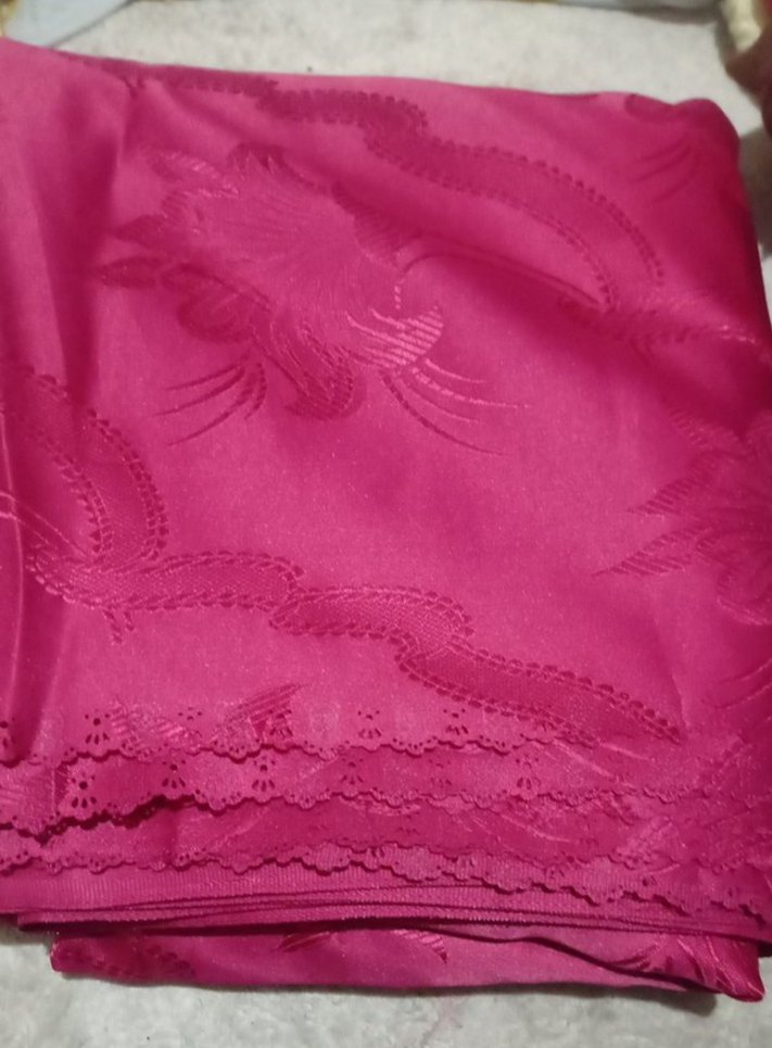 Parlak Pembe Nakışlı saten kumaş - Görsel 2