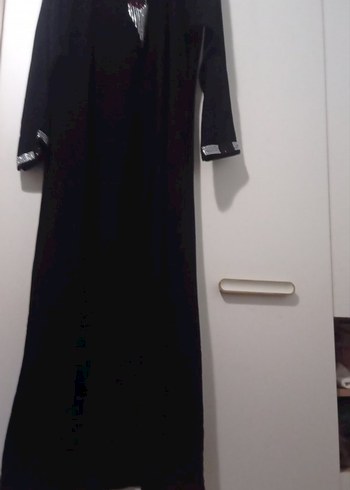 Boncuk İşlemeli Siyah Uzun Kadın Elbise - Görsel 2