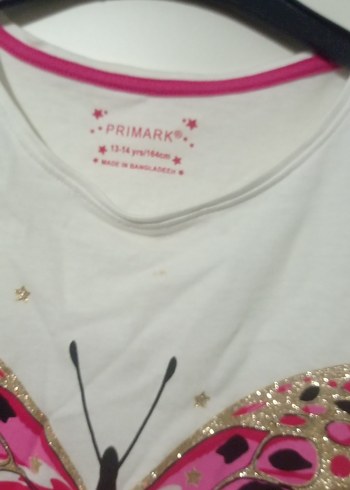 Pul İşlemeli Kelebek Desenli Kız Tişörtü - Görsel 2