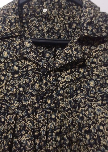 Düğmeli Vintage Desenli Kahverengi Hamile Bluzu - Görsel 2