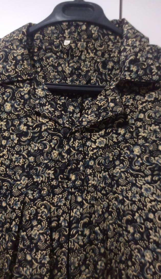 Düğmeli Vintage Desenli Kahverengi Hamile Bluzu - Görsel 2