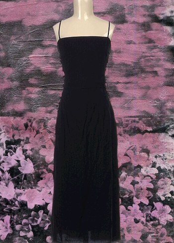 Siyah Uzun Askılı Gotik Elbise - Görsel 2