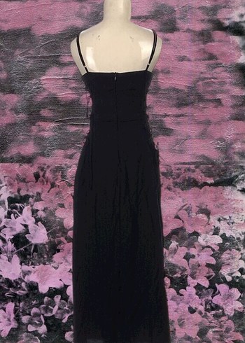 Siyah Uzun Askılı Gotik Elbise - Görsel 3