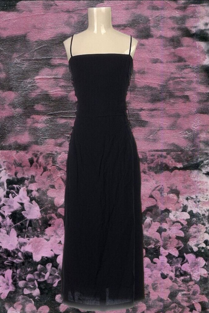 Siyah Uzun Askılı Gotik Elbise - Görsel 2