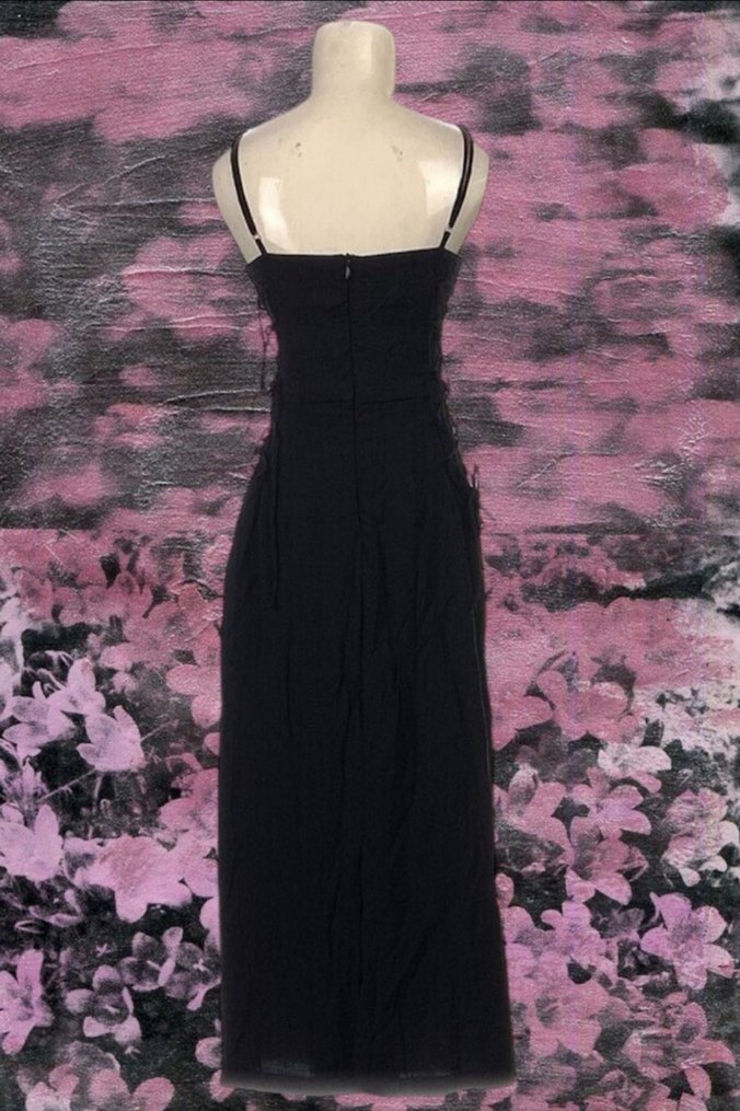 Siyah Uzun Askılı Gotik Elbise - Görsel 3