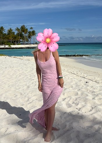 Koton Pembe Uzun Elbise Tatil Elbisesi Koton