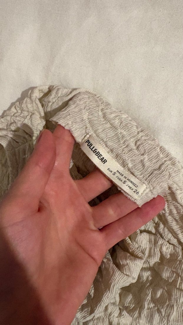 Pull and Bear Ekru Tek Omuzlu Şık Elbise — görsel 5/6